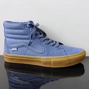 Vans Men's Skate Sk8-Hi Suede/Canvas Sneaker in Cool Looking Vintage Blue/Gum
